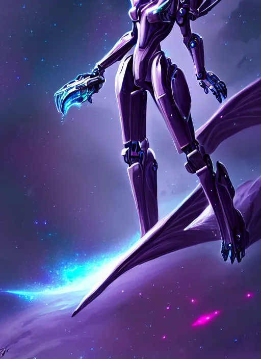 Image similar to cinematic goddess shot, cosmic sized perfectly proportioned stunning beautiful hot anthropomorphic robot mecha female dragon, in space, nebula background, larger than galaxies, holding galaxy, sharp claws, sleek silver armor, epic proportions, epic size, epic scale, digital art, furry art, macro art, dragon art, giantess art, warframe fanart, furaffinity, deviantart