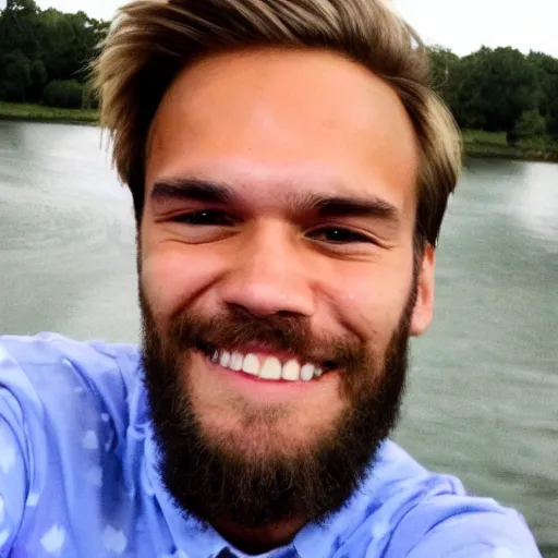 Prompt: pewdiepie selfie at a bridge