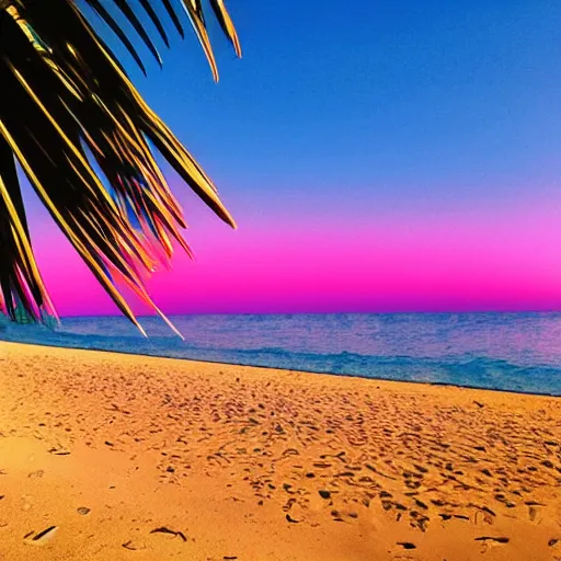 Image similar to synthwave beach in real life