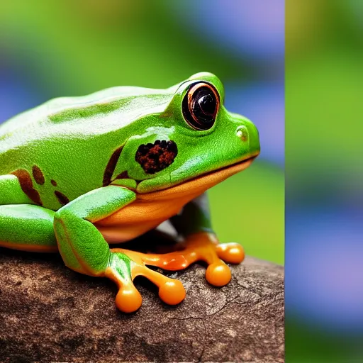 Prompt: Human sized frog licking tiny dog, 4k, ultra detailed