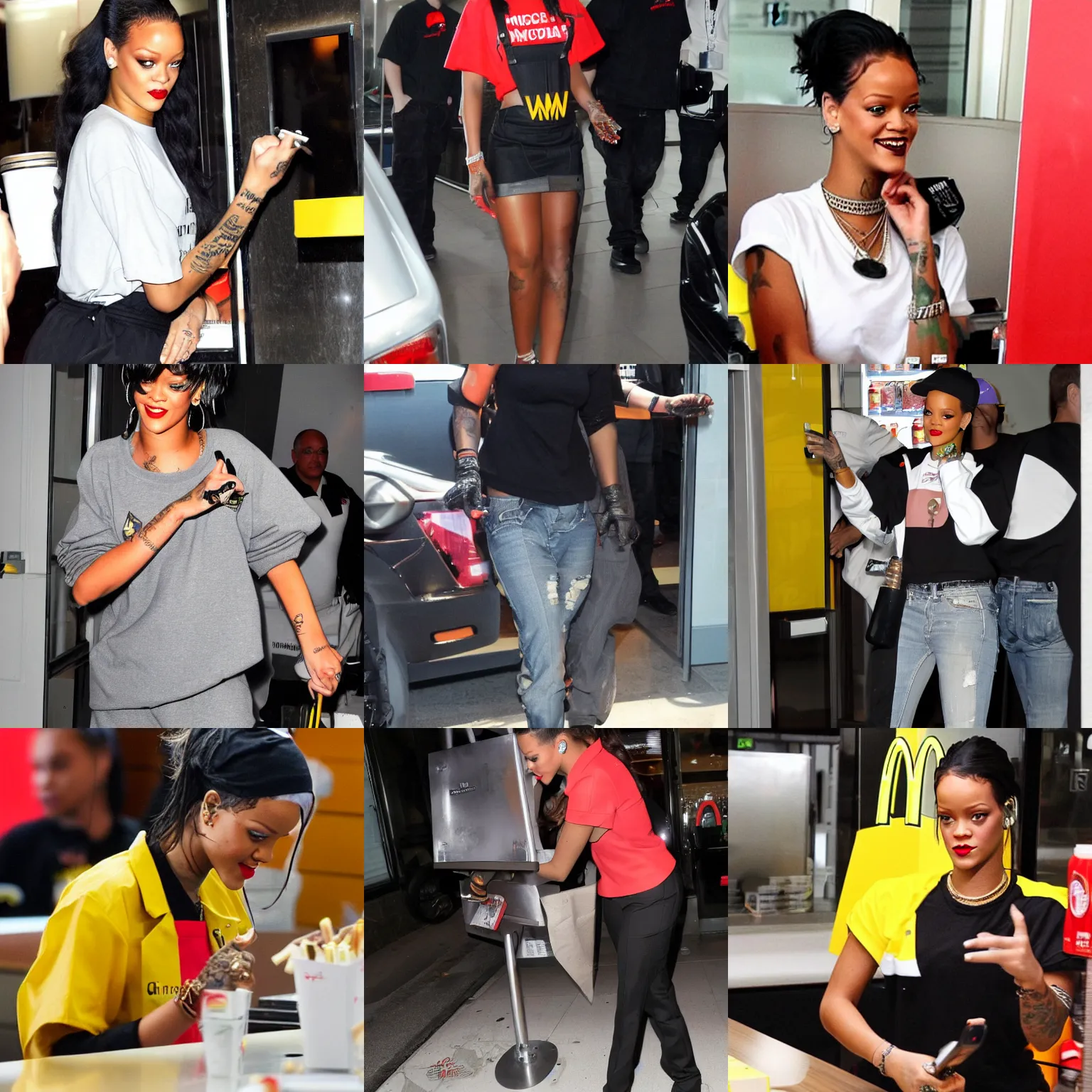 Prompt: rihanna working at mcdonald's