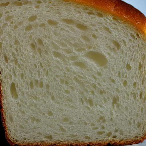 Image similar to extremely detailed close up of a piece of white bread