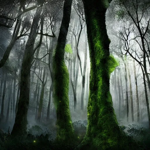 Image similar to magical forest taking over sci-fi city, digital art award-winning photography