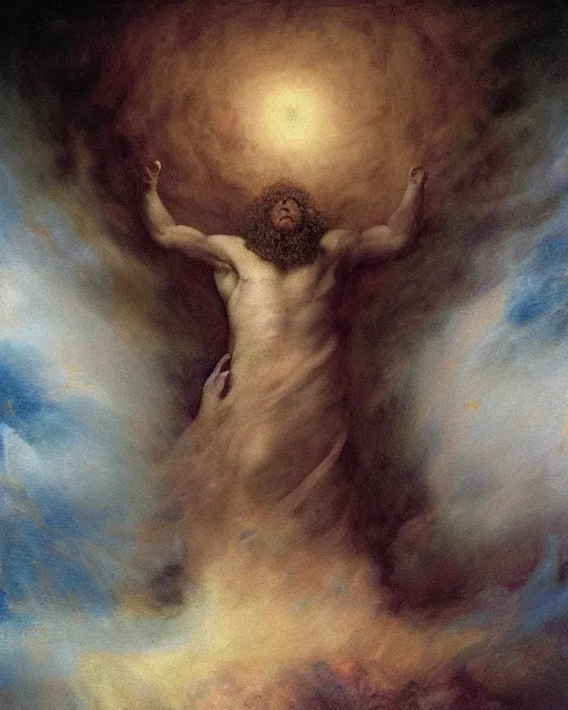 Prompt: etheric transfiguration, beautiful oil painting by Agostino Arrivabene and Francisco Goya,