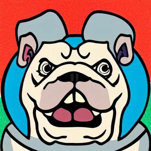 Prompt: portrait of a bulldog in cuphead style