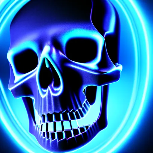 Image similar to cybertronic skull on blue flames , 3d render , octane render , 4k , HD