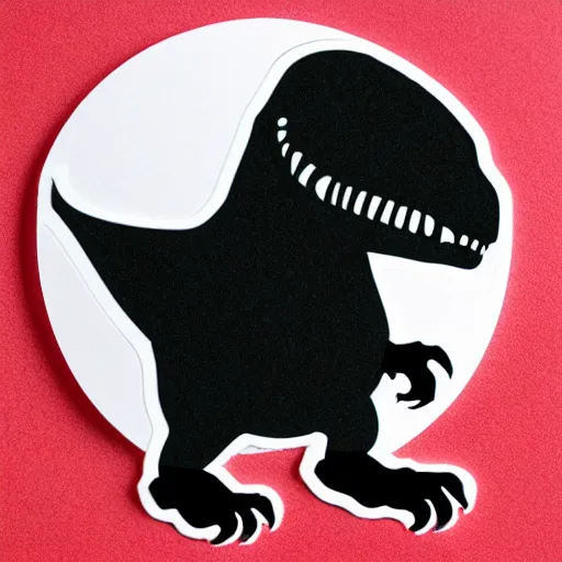 Image similar to a die - cut sticker of a t - rex on a white background, black and white