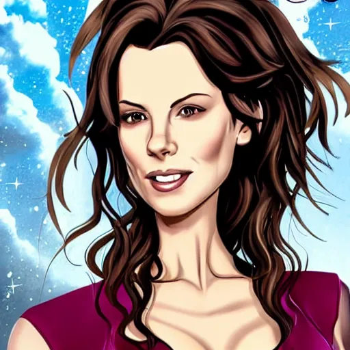 Image similar to kate beckinsale in van helsing, drawn as a cartoon character