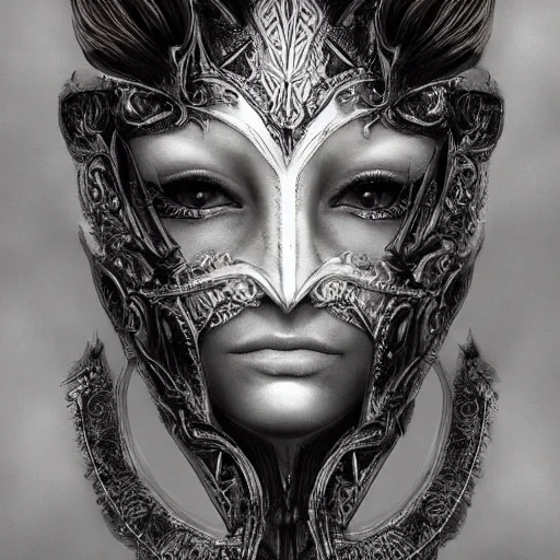 Prompt: Very very very very highly detailed epic photo of face with venetian mask, intricate, dystopian, sci-fi, extremely detailed, digital painting, artstation, concept art, smooth, sharp focus, illustration, intimidating lighting, incredible art by Artgerm and Anton Pieck