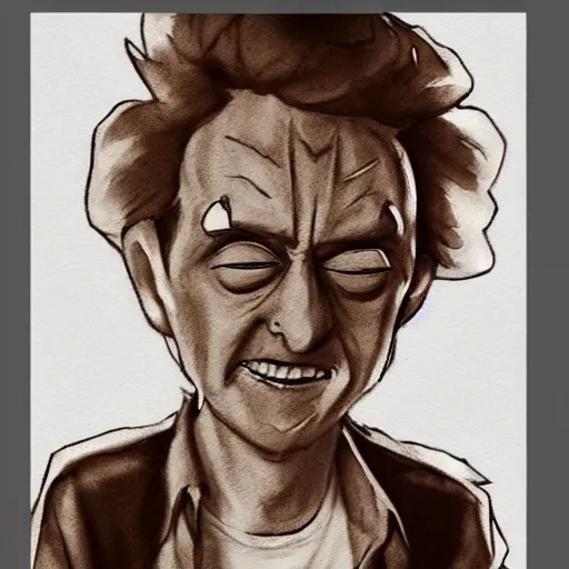 Image similar to morty from rick and morty fusain charcoal sketch artstation deviant art yoshida watercolor