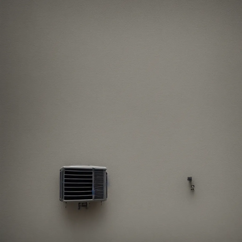 Prompt: close - up seen a profile wall with an air conditioner in the room and an air conditioner on the terrace with water spray faded, depth of field, sunny, ultra realistic, very detailed, 8 k hyper realistic detailed cinematic still by nadav kander