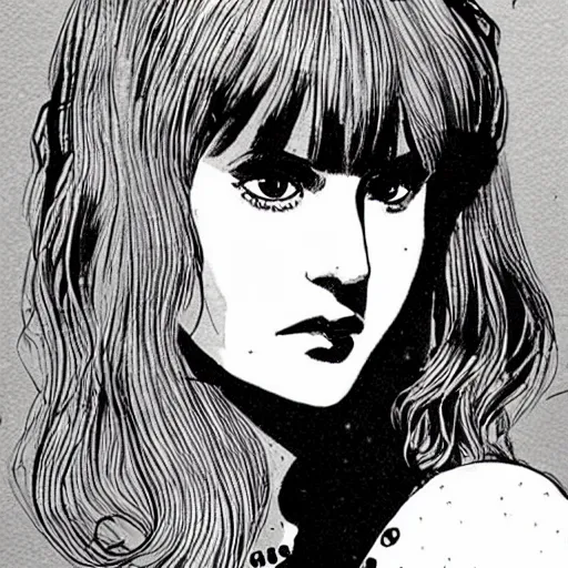 Prompt: theres a star in her eyes and she knows it, portrait, by guido crepax