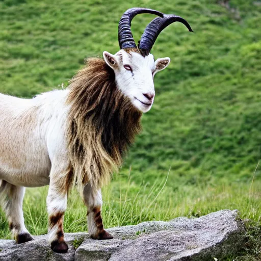 Prompt: half goat, half lion