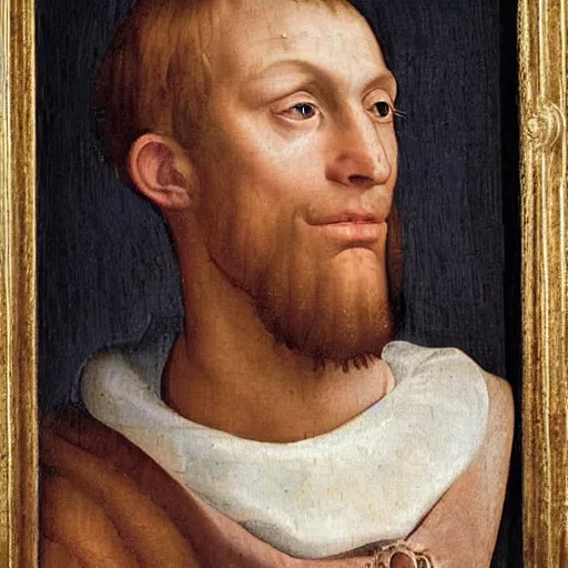 Image similar to A 14th century italian renaissance oil painting of Jerma985, portrait of Jerma985, grainy, realistic, very realistic, hyperrealistic, highly detailed, very detailed, extremely detailed, very neat, very epic, very cool, detailed, trending on artstation