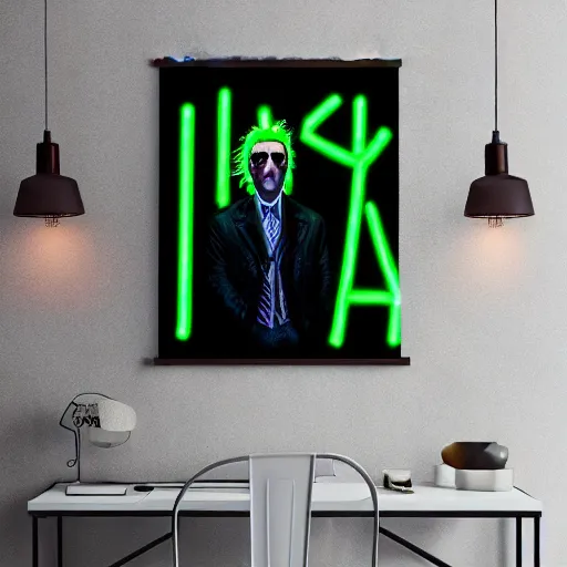 Image similar to enraged nicolas cage in hogwarts, poster, neon vibes
