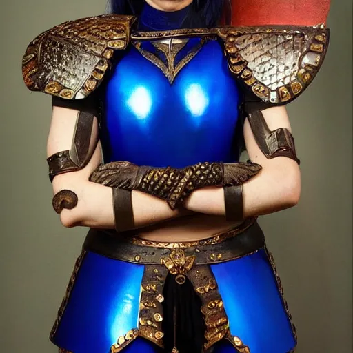 Image similar to beautiful warrior with lapis lazuli armour