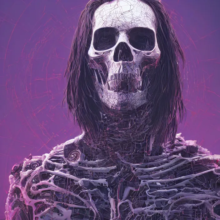 Image similar to portrait of keanu as skeleton. intricate abstract. intricate artwork. by Tooth Wu, wlop, beeple, dan mumford. octane render, trending on artstation, greg rutkowski very coherent symmetrical artwork. cinematic, hyper realism, high detail, octane render, 8k, iridescent accents