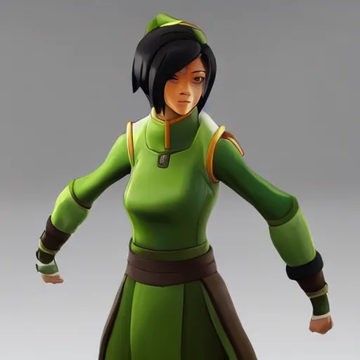 Image similar to toph beifong in fortnite, blind eyes, character render, full body shot, highly detailed, in game render