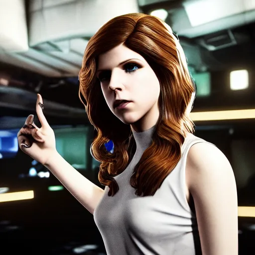 Prompt: Anna Kendrick as Judy from Cyperpunk 2077 unreal engine 5 4k ultra high quality