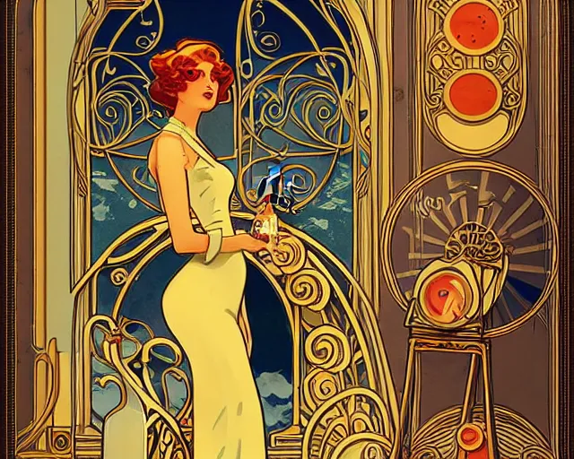 Prompt: art nouveau style champagne commercial, artstation, illustration, bright, cheerful, detailed and intricate environment