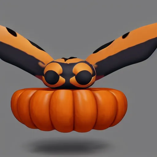 Prompt: A pokemon that looks like The flying beetle,pumpkin body,Trending on art station. Unreal engine.