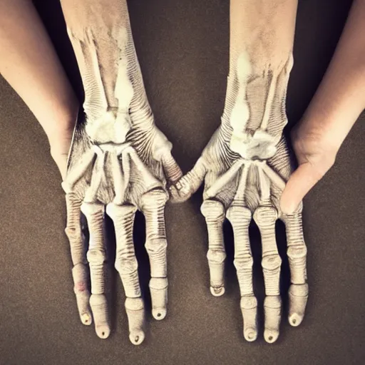 Prompt: skeleton hands and fingers