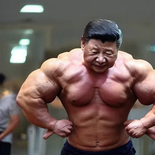 xi jinping synthol man body builder, Stable Diffusion