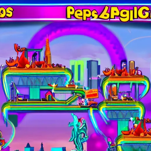 Image similar to new york city as a peggle level, peggle video game