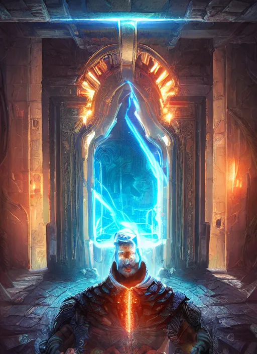 Image similar to An epic fantasy comic book style portrait painting of a laser Shipibo textile doorway to eternity, unreal 5, DAZ, hyperrealistic, octane render, cosplay, RPG portrait, dynamic lighting