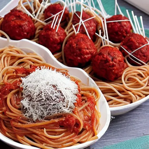 Image similar to spaghetti and meatballs shaped into a living room set