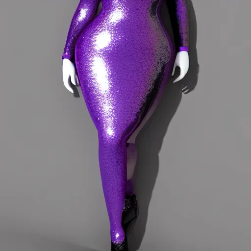 Image similar to a curvy feminine pale goth cutie wearing an elegant elaborate tight latex-nylon-leather sequined tube gown with purple-grey highlights, thin-waist, cgsociety, photorealistic, sublime-comforting ambience, 16k, smooth, sharp focus, trending on ArtStation, volumetric lighting, fully clothed, worksafe