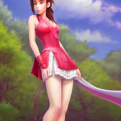 Image similar to aerith gainsborough by nick silva, ja mong, digital, 4 k