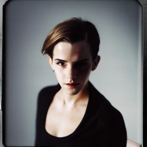 Prompt: color polaroid of Emma Watson by Annie Leibovitz