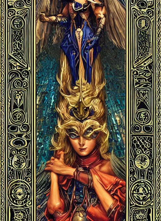 Image similar to tarot card template _ by _ filipe _ pagliuso _ and _ justin _ gerard _ symmetric _ fantasy _ highly _ detailed _ realistic _ intricate _ port