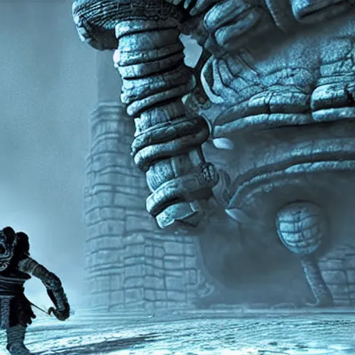 Image similar to snail reimagind in shadow of the colossus