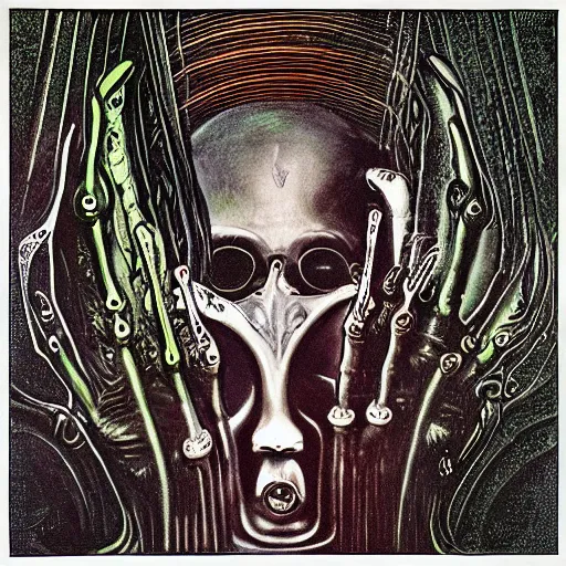 Image similar to post - punk new age album cover, psychedelic, magic, giger h. r.