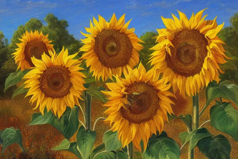 Image similar to lots of sunflowers in a garden, golden hour, artstation, by J. C. Leyendecker and Peter Paul Rubens
