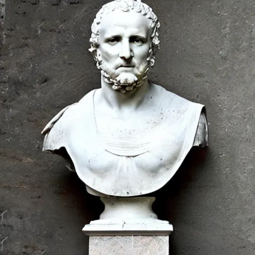 Image similar to julius cesar's bust but stone is skin