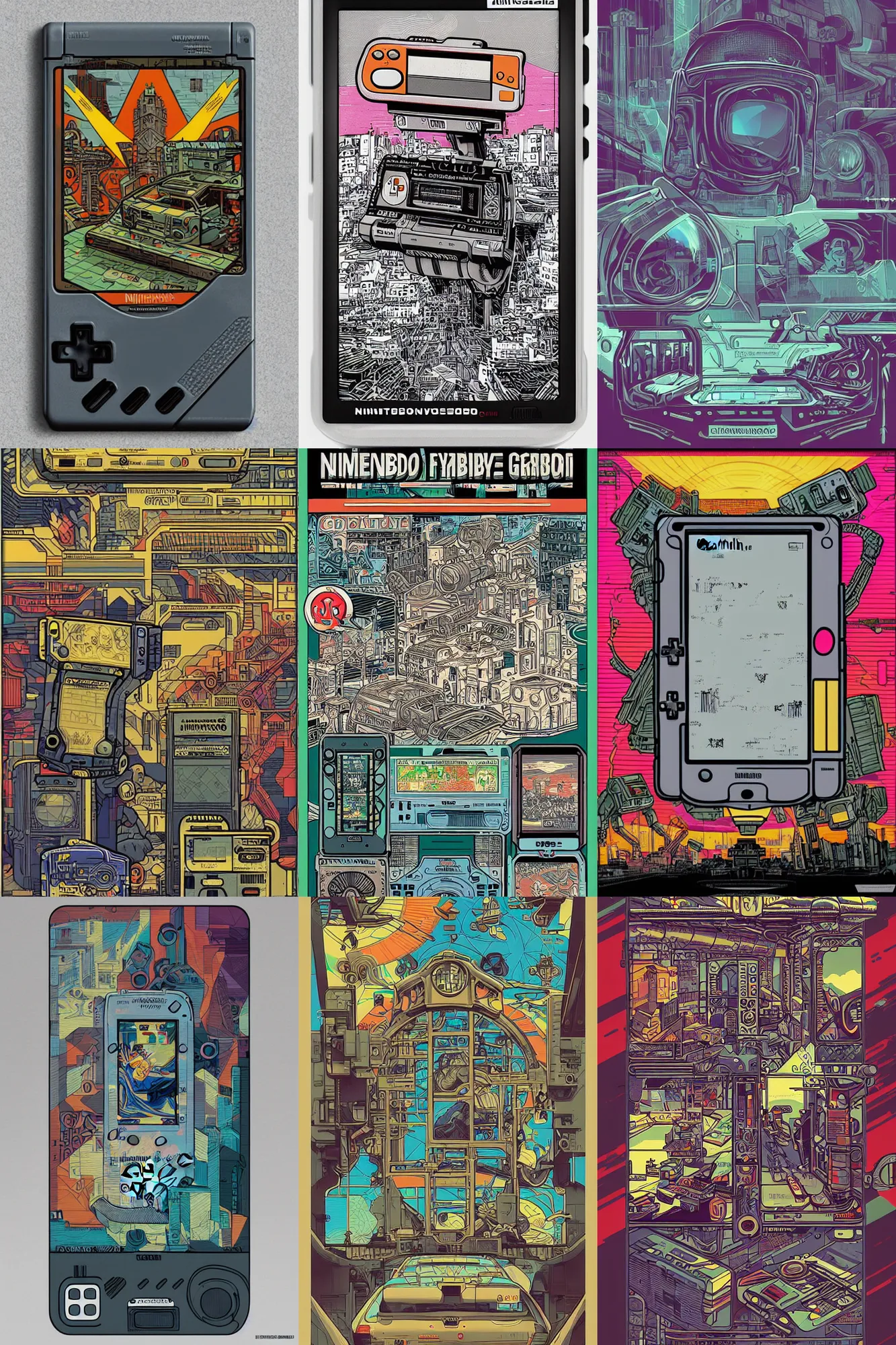 Prompt: nintendo gameboy, italian futurism, da vinci, Dan Mumford, Josan Gonzalez