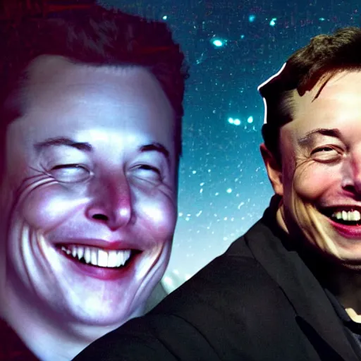 Prompt: photograph at night of elon musk smiling creepily through your bedrooms window, midnight, bedroom, dark outside, night sky, horror art,