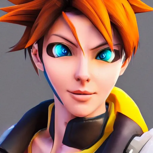 Prompt: portrait of Tracer from Overwatch, unreal engine 5, trending on art station