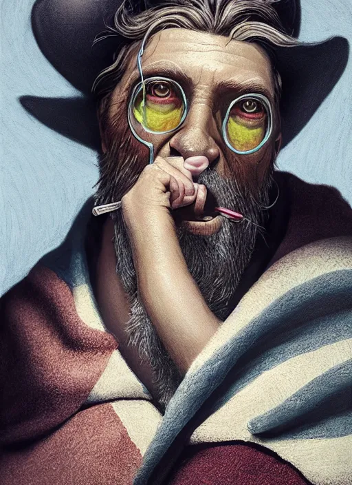 Image similar to an anthropomorphic beautiful male wizard portrait blowing bubbles wearing stripes robe, fine art, award winning, intricate, elegant, sharp focus, octane render, hyperrealistic, cinematic lighting, highly detailed, digital painting, 8 k concept art, art by jamie hewlett and z. w. gu, masterpiece, trending on artstation, 8 k