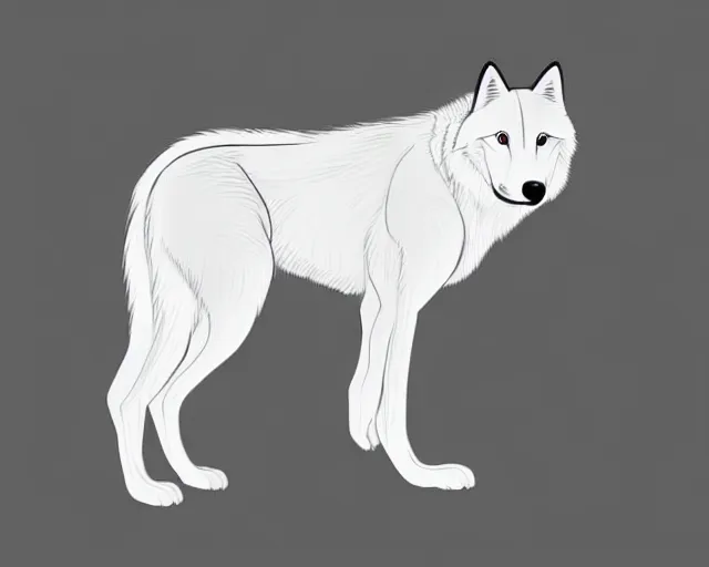 Prompt: professional digital art of a full-body outline of a wolf, very simple, white background and fill, high quality, HD, 8K,