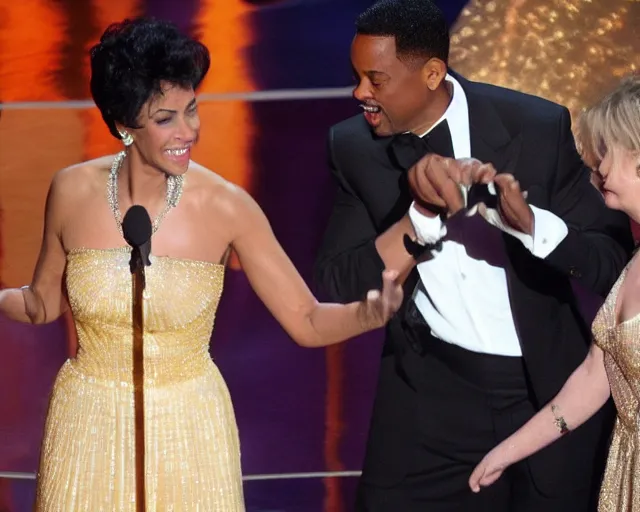 Image similar to will smith slapping chris rock at oscars 4k