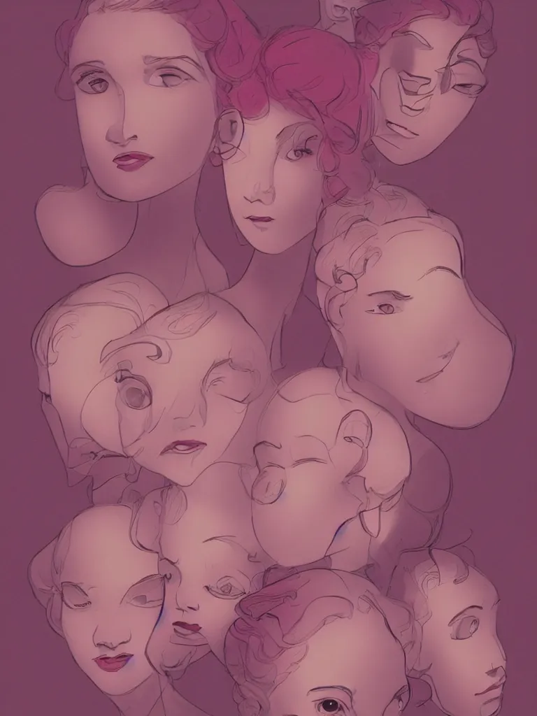 Image similar to pink faces filling the page by disney concept artists, blunt borders, golden ratio, beautiful light