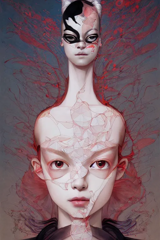 Image similar to prompt : figurative unique features ballerina, symmetrical face, portrait soft light painted by james jean and katsuhiro otomo and erik jones, inspired by akira anime, smooth face feature, intricate oil painting, high detail illustration, sharp high detail, manga and anime 1 9 9 9