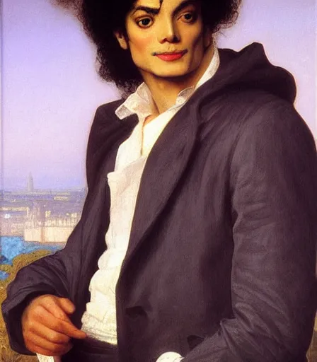Prompt: portrait of michael jackson by frederic leighton, high quality, high detail