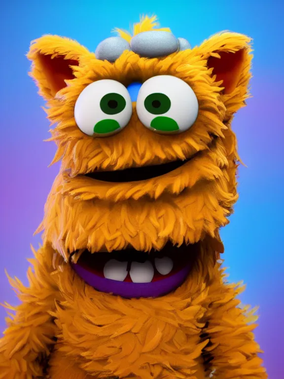 Image similar to A Cute cartoon Muppet cat,pixar animation,hyper detailed, studio lighting, artstation, octane renderer, unreal engine