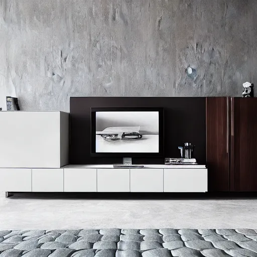 Image similar to minimal style tv furniture, modern architecture, high resolution