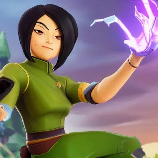 Image similar to toph beifong in fortnite, character render, full body shot, highly detailed, in game render